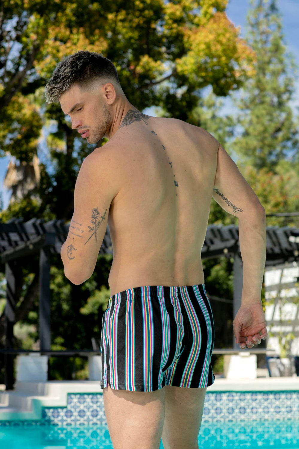 Pique Stripe Black Swimmer