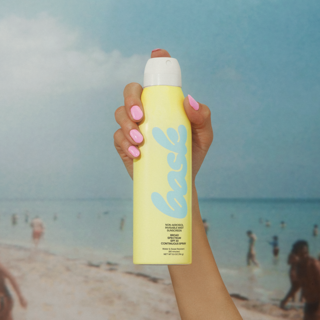 swimsuit model on beach Bask Sunscreen - 30 Spf Spray