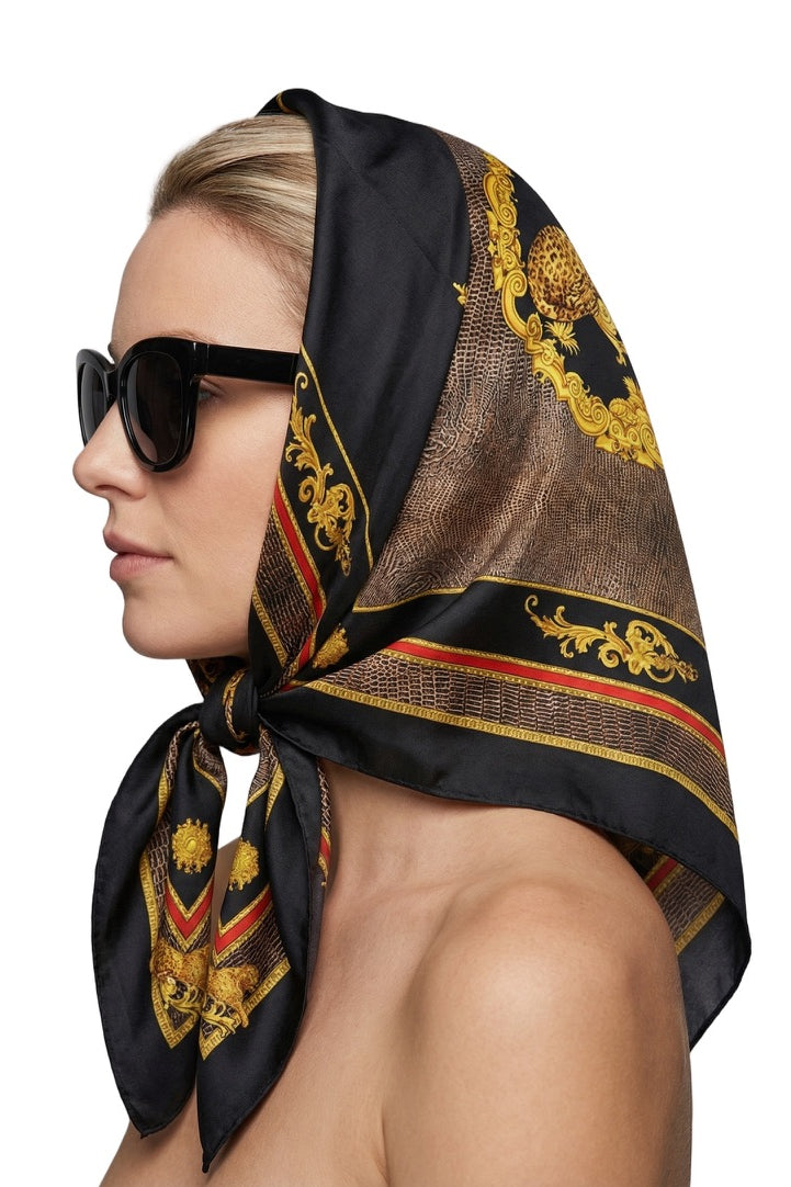 swimsuit model on beach Gold Tiger - Scarf