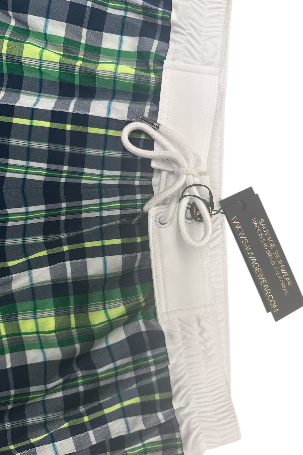 Green/Navy Plaid Retro Lycra Swimmer