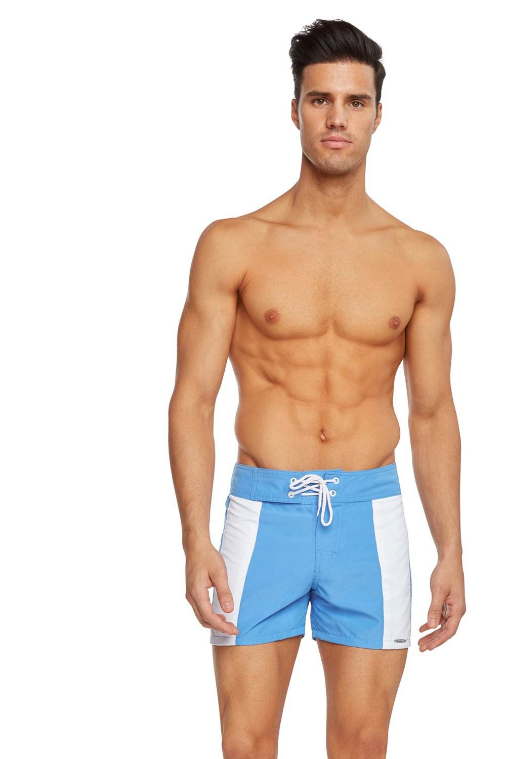 swimsuit model on beach Boardwalk Surf Short Turquoise