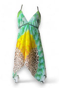 swimsuit model on beach Designer Silk Dresses Green Safari