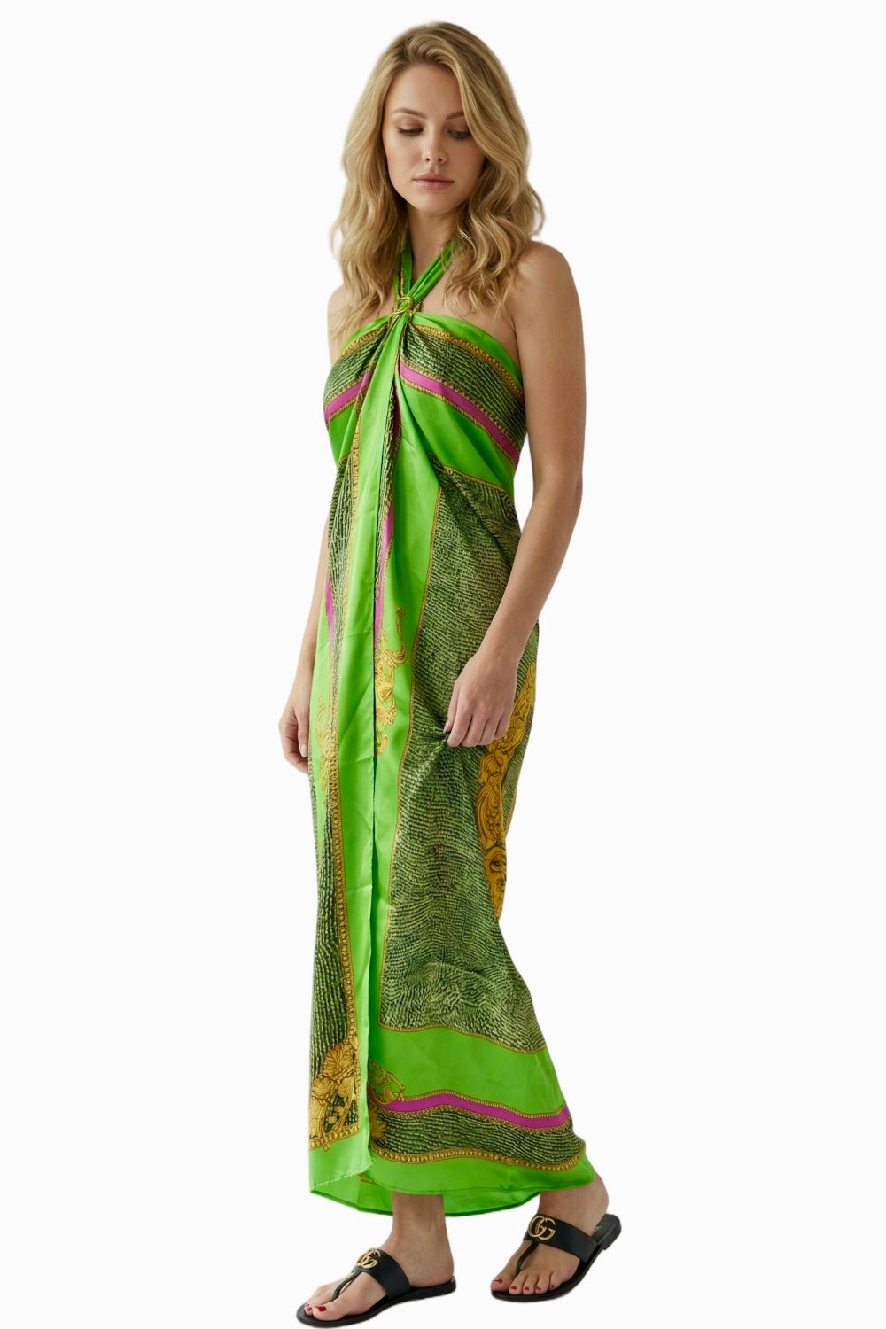 swimsuit model on beach Tigress Verde - Scarf