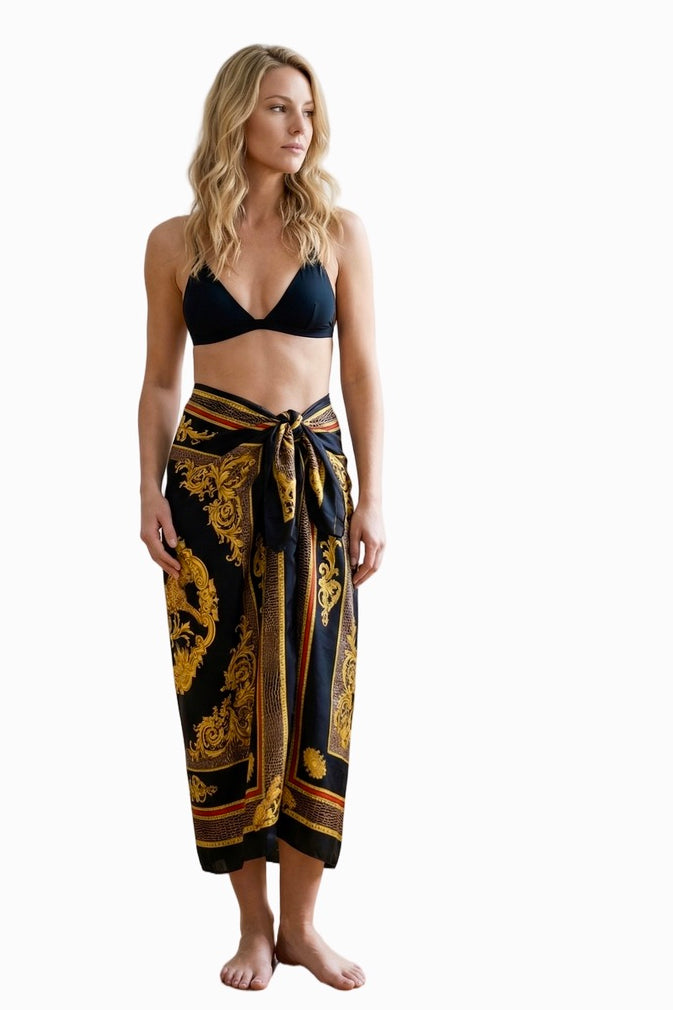 swimsuit model on beach Gold Tiger - Scarf