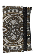 swimsuit model on beach Golden Tribe Beaded Clutch