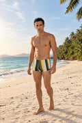 swimsuit model on beach Yellow Stripe Squarecut