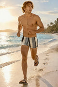 swimsuit model on beach Charcoal Stripe Squarecut