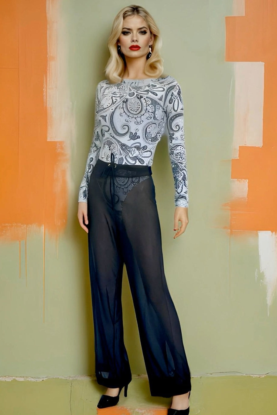 Hayley White & Black Paisley print