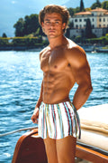 swimsuit model on beach Pique Stripe White Swimmer
