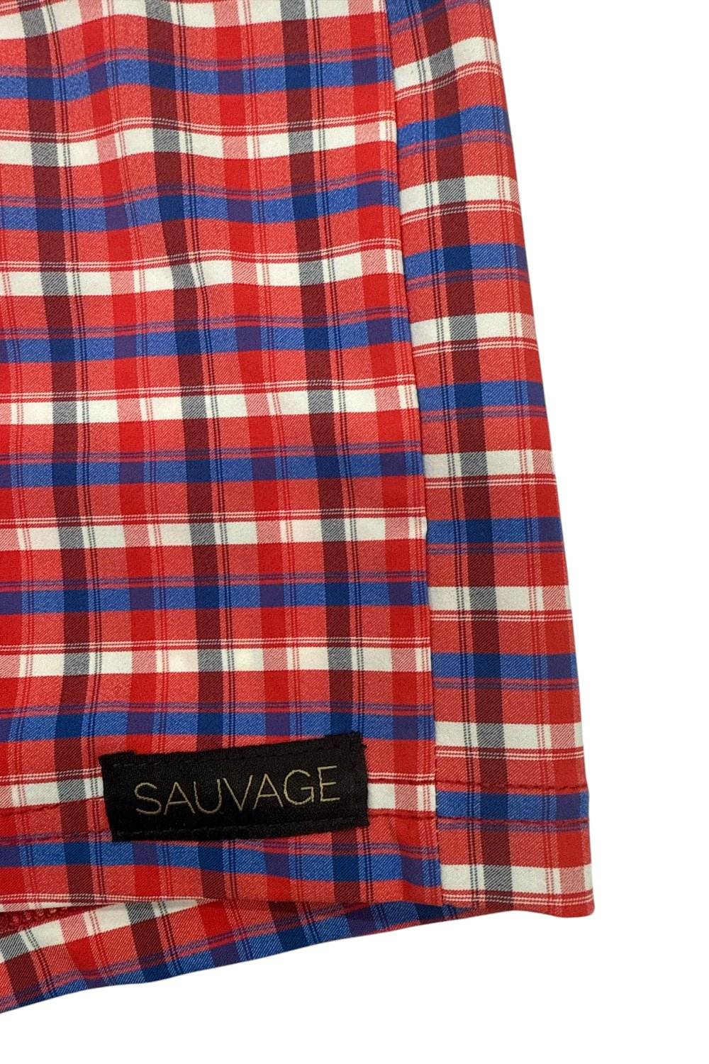 Red Plaid Retro Lycra Swimmer red-plaid-retro-lycra-swimmermens-swim-5310443