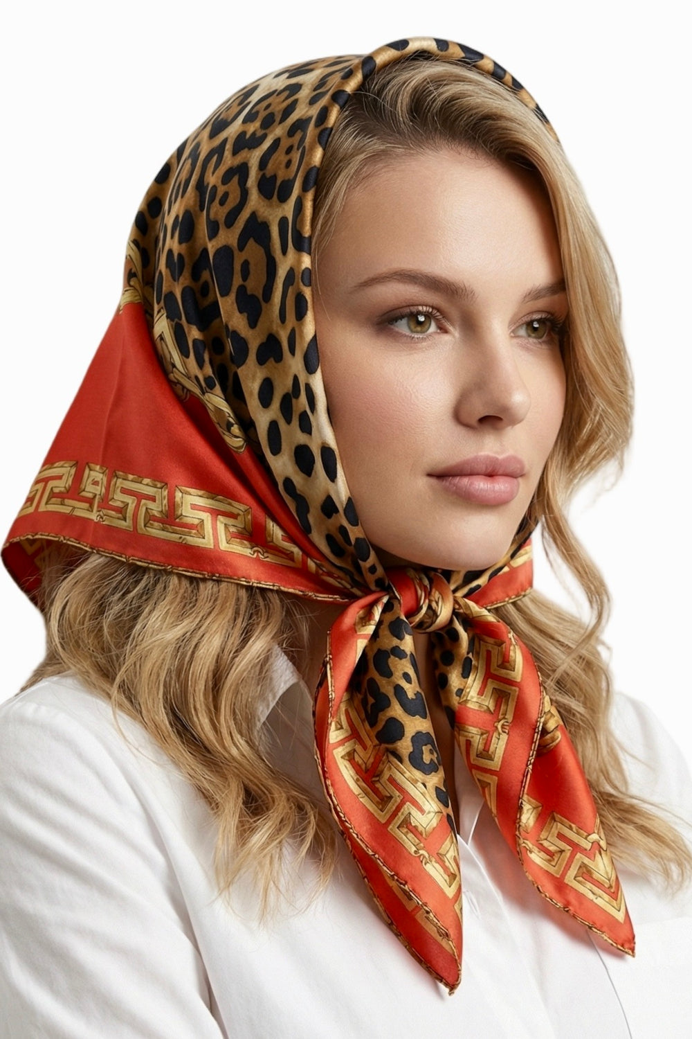swimsuit model on beach Red Leopard - Silk Sarong