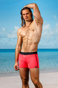 swimsuit model on beach Retro Lycra Swimmer - Fuchsia/Blk