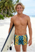 swimsuit model on beach Turquoise Leopard Classic Swimmer