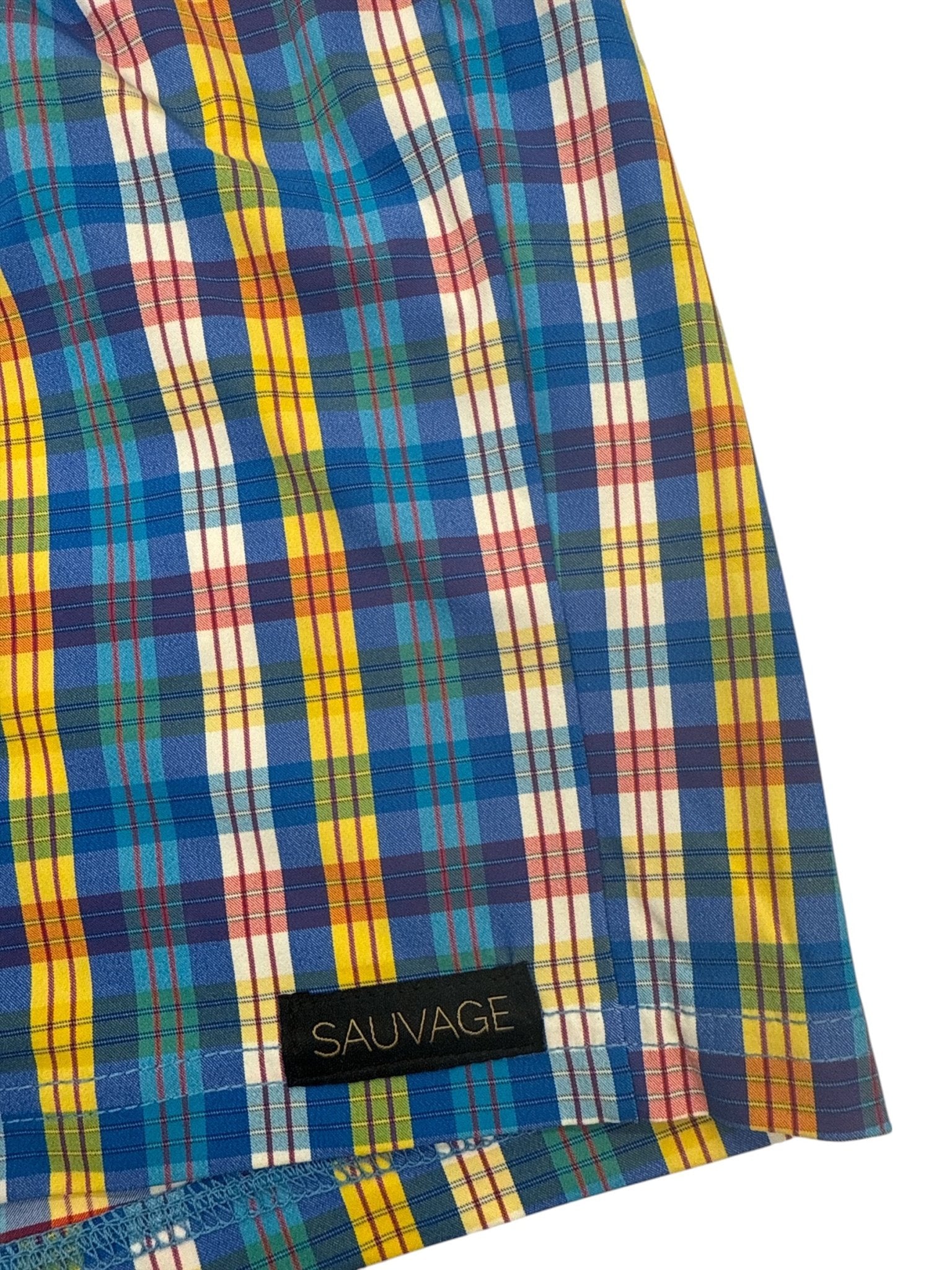 Yellow Plaid Retro Lycra Swimmer yellow-plaid-retro-lycra-swimmermens-swim-2728168