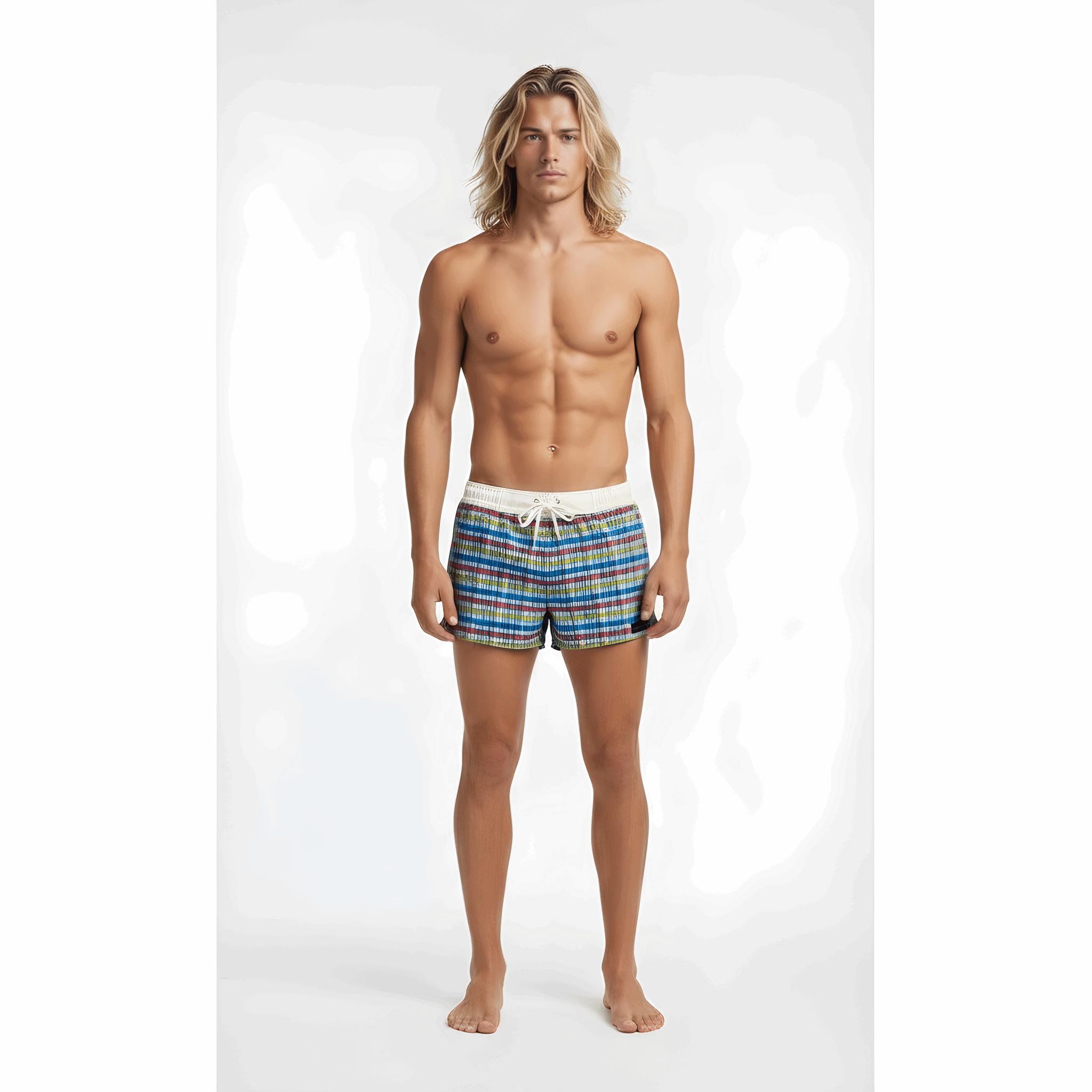 Yellow Plaid Retro Lycra Swimmer yellow-plaid-retro-lycra-swimmermens-swim-3588020