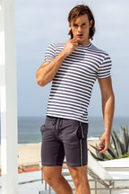 Midlength Athletic Short w. white stripe. - Sauvage