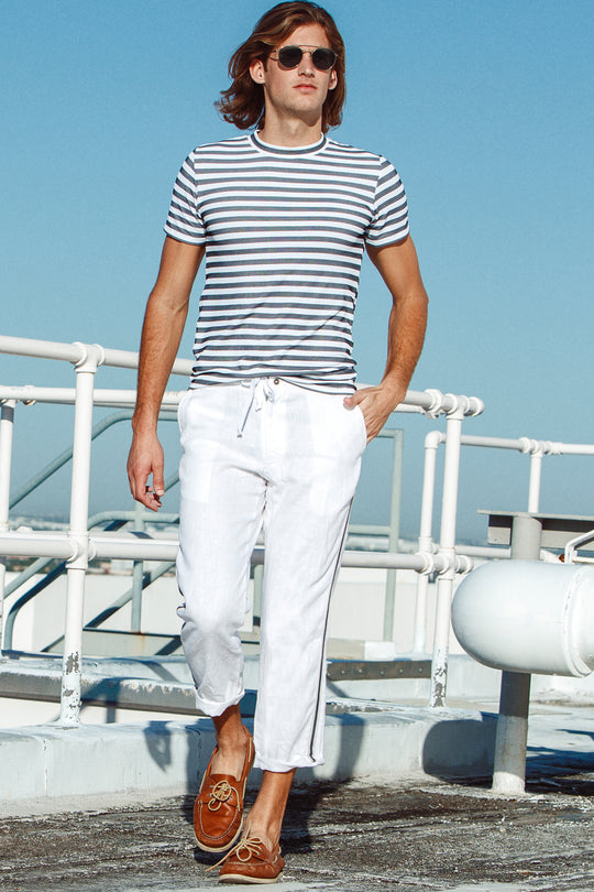 Charcoal/White Luxury Knit Stripe T-Shirt - Sauvage