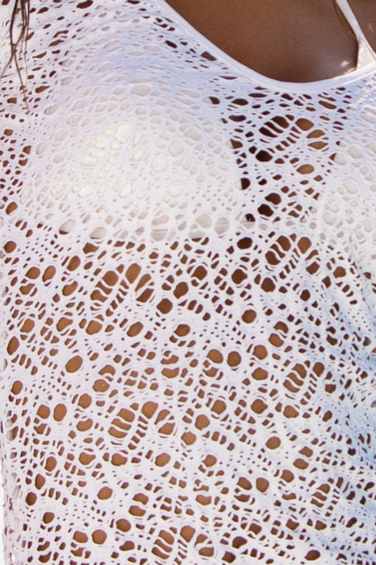 White Lace Mesh Dress - Sauvage