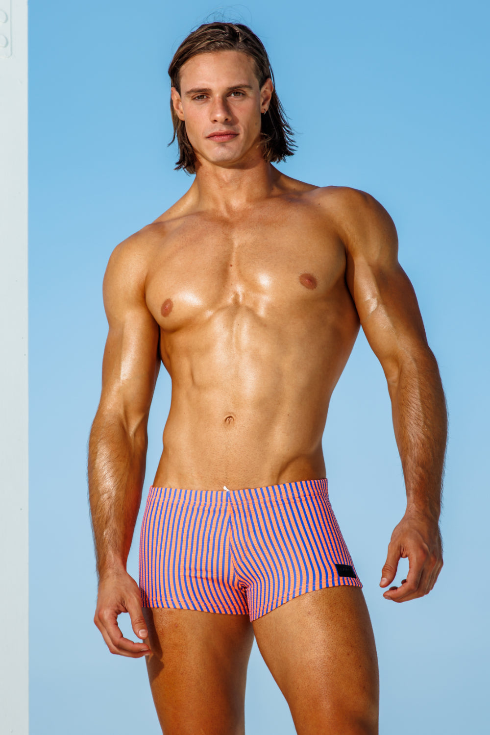 Orange/Navy Stripe Squarecut