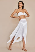 Asymmetrical White Draped Skirt - Sauvage