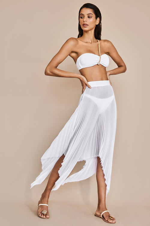 Asymmetrical White Draped Skirt - Sauvage