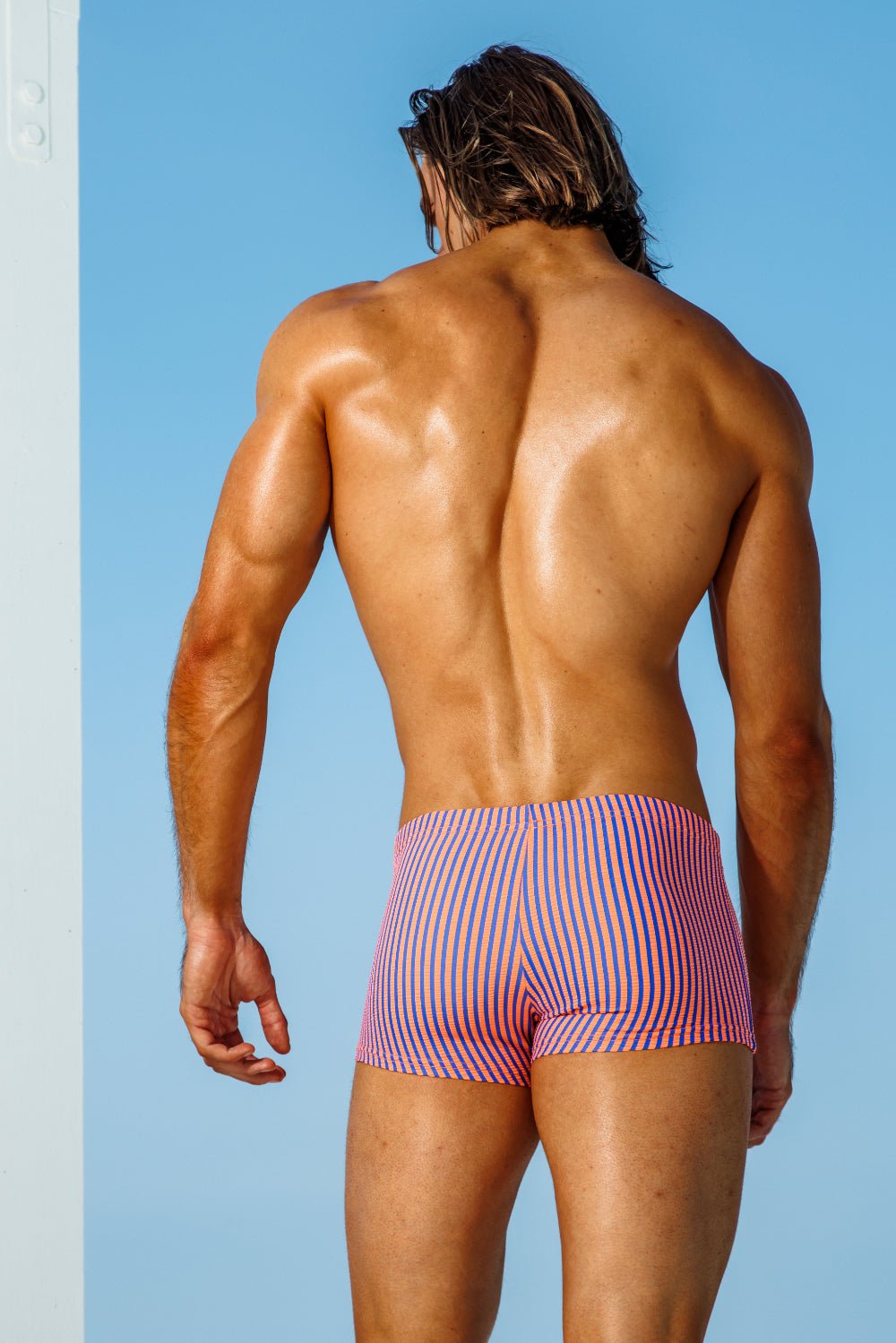 Orange/Navy Stripe Squarecut orangenavy-stripe-squarecutsauvage-swimwear-mens-8305224