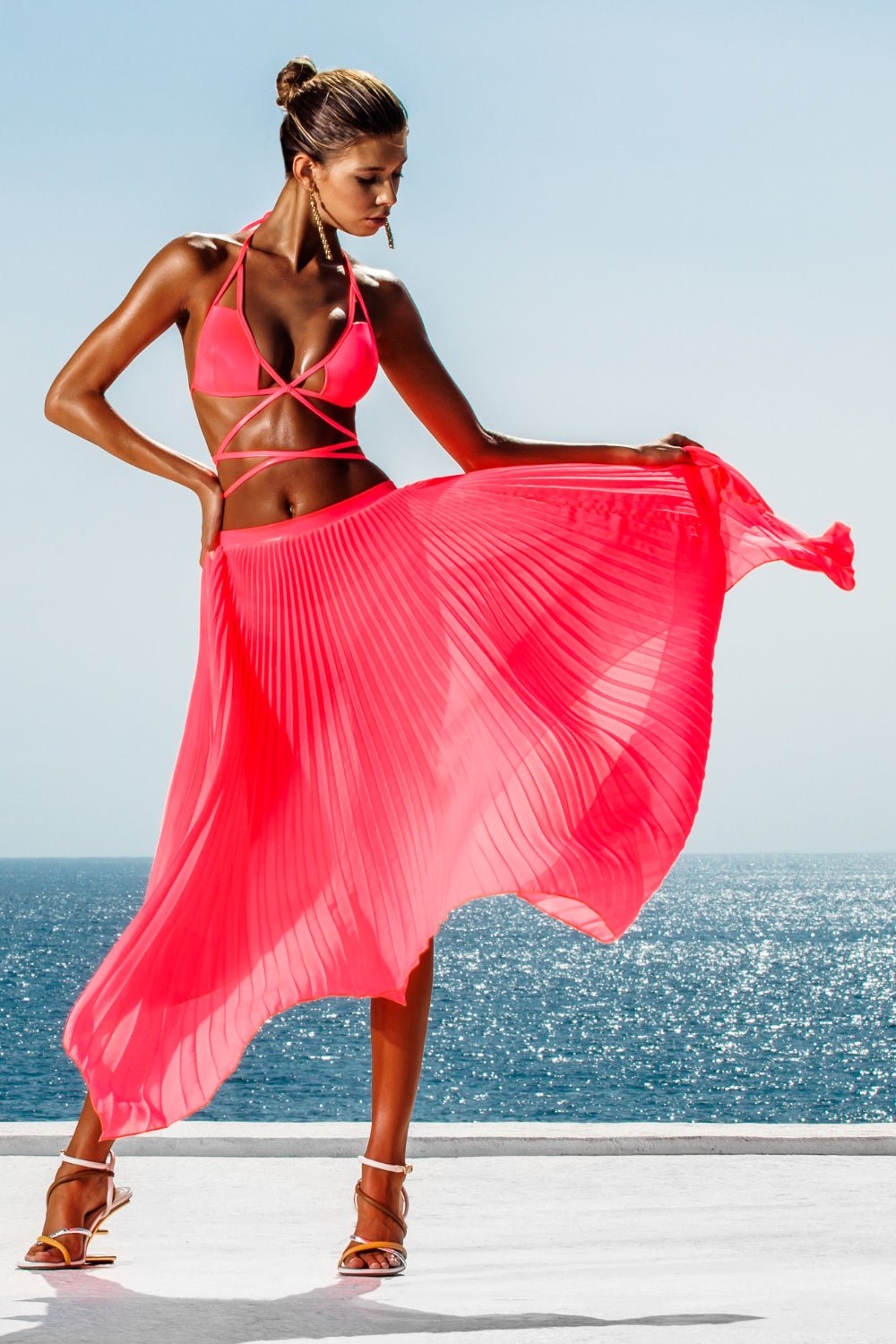 swimsuit model on beach Strappy Slick Triangle