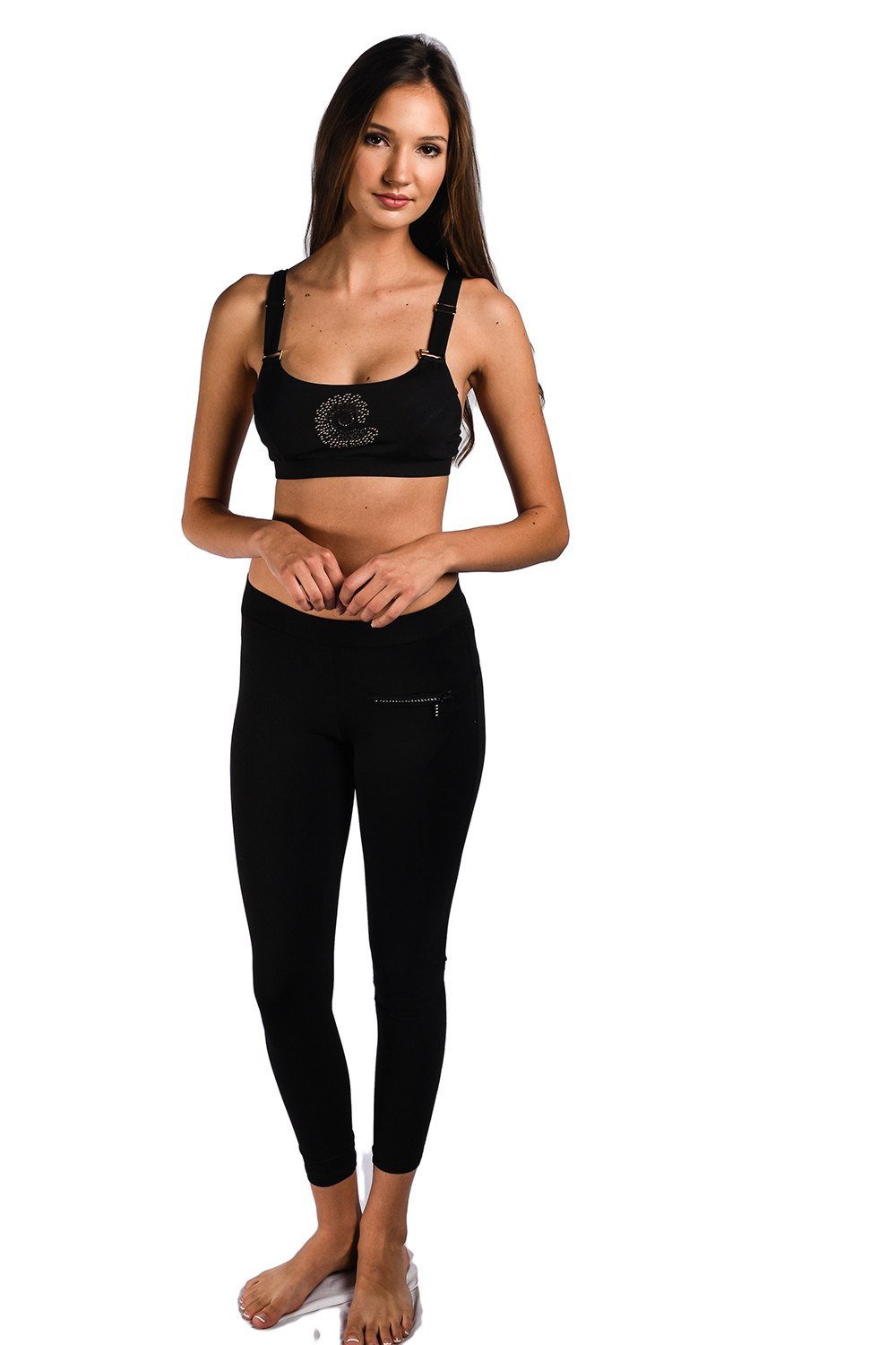 swimsuit model on beach Swarovski Crystal Crop Top